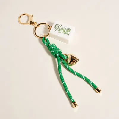 Fashnzfab Mahjong Tile Heart Charm Knot Strap Drop Keychain Bag Charm In Purple