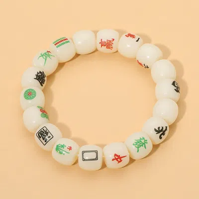 Fashnzfab Mahjong-inspired Beaded Stretch Bracelet In Multi