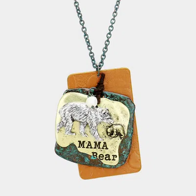 Fashnzfab Mama Bear Metal Polar Bear Pearl Charm Pendant Necklace In Multi