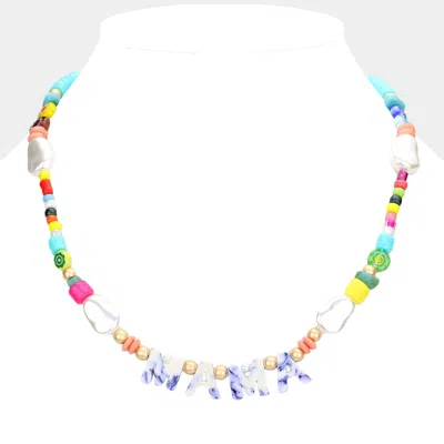 Fashnzfab Mama Celluloid Acetate Message Accented Pearl Multi Beaded Necklace