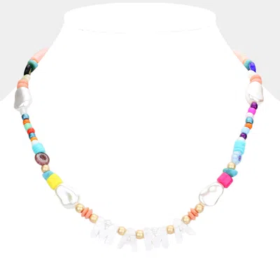 Fashnzfab Mama Celluloid Acetate Message Accented Pearl Multi Beaded Necklace