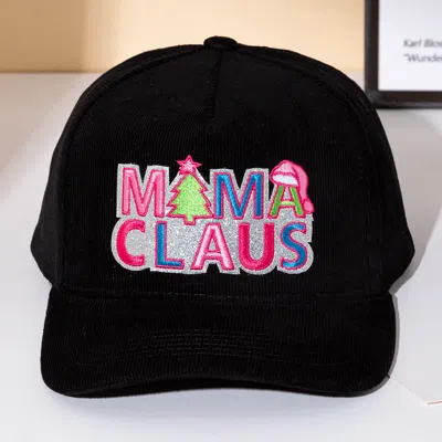 Fashnzfab Mama Claus Message Embroidered Corduroy Baseball Cap In Black