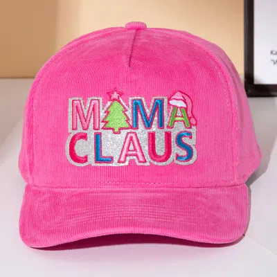 Fashnzfab Mama Claus Message Embroidered Corduroy Baseball Cap In Pink