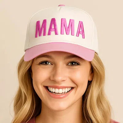 Fashnzfab Mama Embroidered Baseball Cap In Pink