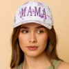 Fashnzfab Mama Floral Embroidered Five Panel Canvas Snapback Baseball Cap In Purple