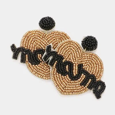 Fashnzfab Mama Message Felt Back Seed Beaded Heart Dangle Earrings In Black