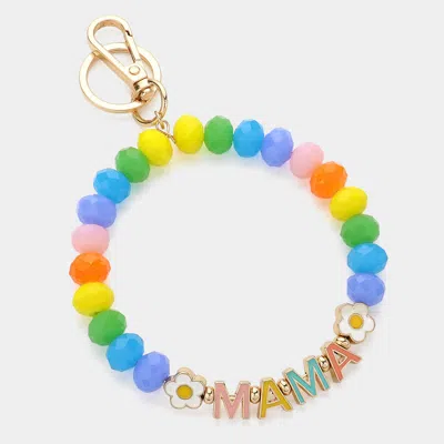 Fashnzfab Mama Message Flower Smile Faceted Beaded Keychain / Bracelet Multi