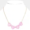 Fashnzfab Mama Message Glittered Heart Link Necklace In Pink