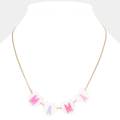 Fashnzfab Mama Message Glittered Lucite Heart Link Necklace In Gold