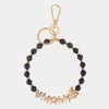 Fashnzfab Mama Message Heart Bear Pointed Semi Precious Keychain / Bracelet Jet Black In Black