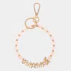 Fashnzfab Mama Message Heart Bear Pointed Semi Precious Keychain / Bracelet Pink In Pink