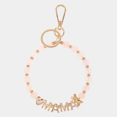 Fashnzfab Mama Message Heart Bear Pointed Semi Precious Keychain / Bracelet Pink