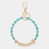 Fashnzfab Mama Message Heart Bear Pointed Semi Precious Keychain / Bracelet Turquoise In Blue