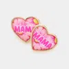 Fashnzfab Mama Message Heart Stud Earrings In Pink