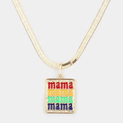 Fashnzfab Mama Message Metal Rectangle Pendant Necklace In Multi