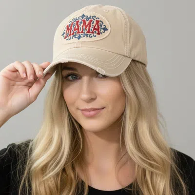 Fashnzfab Mama Patch Vintage Baseball Cap In Sand