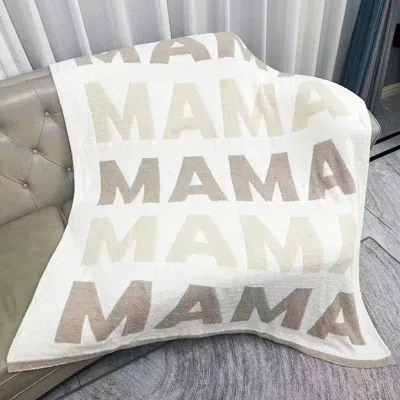 Fashnzfab Mama Reversible Throw Blanket In Neutral