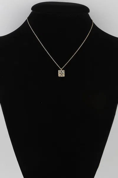 Fashnzfab Mama Script Box Necklace In Gold