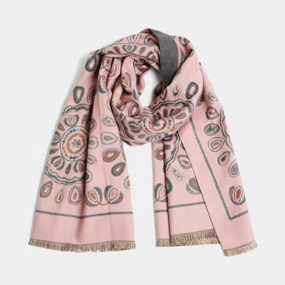 Fashnzfab Mandala Oblong Scarf In Pink