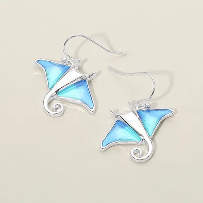 Fashnzfab Manta Ray Charm Drop Dangle Earrings In Blue