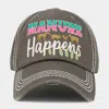Fashnzfab Manure Happens Message Animals Pointed Vintage Baseball Cap In Gray