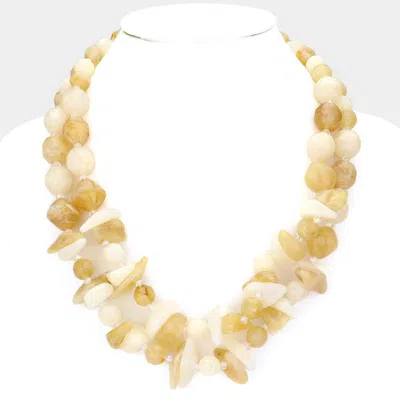 Fashnzfab Marble Beads Double Layered Necklace In Multi