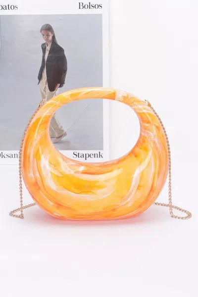 Fashnzfab Marble Plastic Bag In Orange