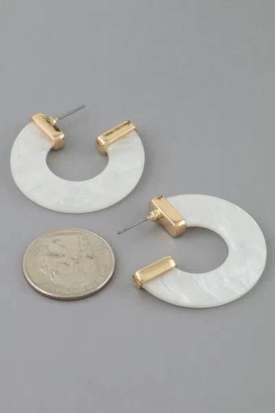 Fashnzfab Marble Stone Open Hoop Earrings In Metallic