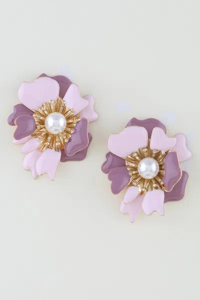 Fashnzfab Marble Swirl Blossom Earrings In Gold
