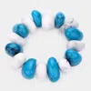 Fashnzfab Marbled Abstract Beaded Stretch Bracelet Blue In Blue