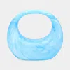 Fashnzfab Marbled Acrylic Crescent Hand Bag In Blue