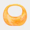 Fashnzfab Marbled Acrylic Crescent Hand Bag In Orange
