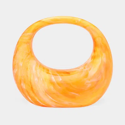 Fashnzfab Marbled Acrylic Crescent Hand Bag In Orange