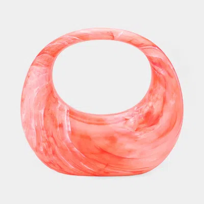 Fashnzfab Marbled Acrylic Crescent Hand Bag In Pink