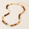 Fashnzfab Marbled Beaded Clasp Accent Necklace In Multi