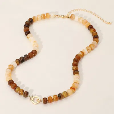 Fashnzfab Marbled Beaded Clasp Accent Necklace In Multi