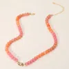 Fashnzfab Marbled Beaded Clasp Accent Necklace In Multi