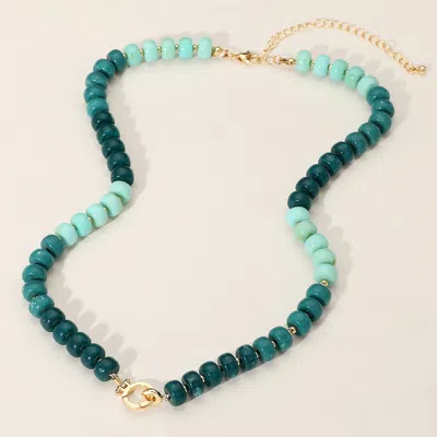 Fashnzfab Marbled Beaded Clasp Accent Necklace In Multi