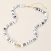Fashnzfab Marbled Beaded Clasp Accent Necklace In Multi