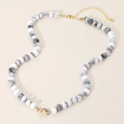 Fashnzfab Marbled Beaded Clasp Accent Necklace In Multi