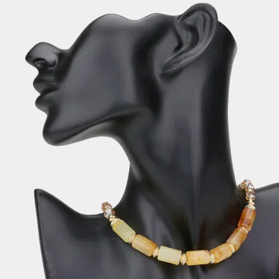 Fashnzfab Marbled Beaded Necklace In Sand