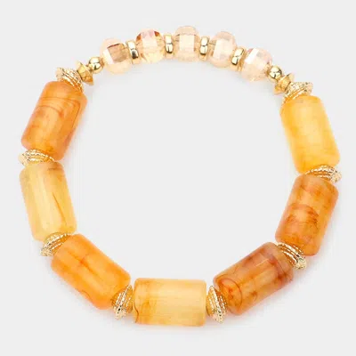 Fashnzfab Marbled Beaded Stretch Bracelet In Gold