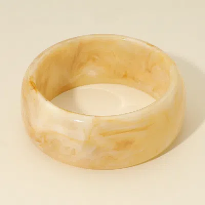 Fashnzfab Marbled Celluloid Acetate Wide Bangle Bracelet Neutral In Sand