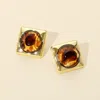 Fashnzfab Marbled Center Square Stud Earrings In Multi