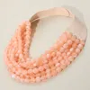 Fashnzfab Marbled Faceted Ball Beaded Multi Layered Faux Leather Magnetic Necklace In Pink