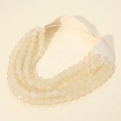 Fashnzfab Marbled Faceted Ball Beaded Multi Layered Faux Leather Magnetic Necklace In Silver