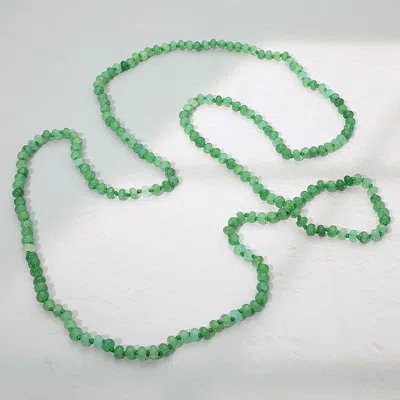 Fashnzfab Marbled Flat Beaded Layering Long Necklace In Green