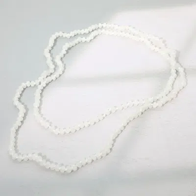 Fashnzfab Marbled Flat Beaded Layering Long Necklace In White