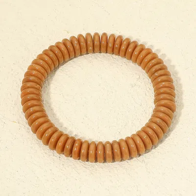 Fashnzfab Marbled Flat Disc Beaded Stretch Bracelet In Brown