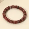 Fashnzfab Marbled Flat Disc Beaded Stretch Bracelet Burgundy, Gold In Multi